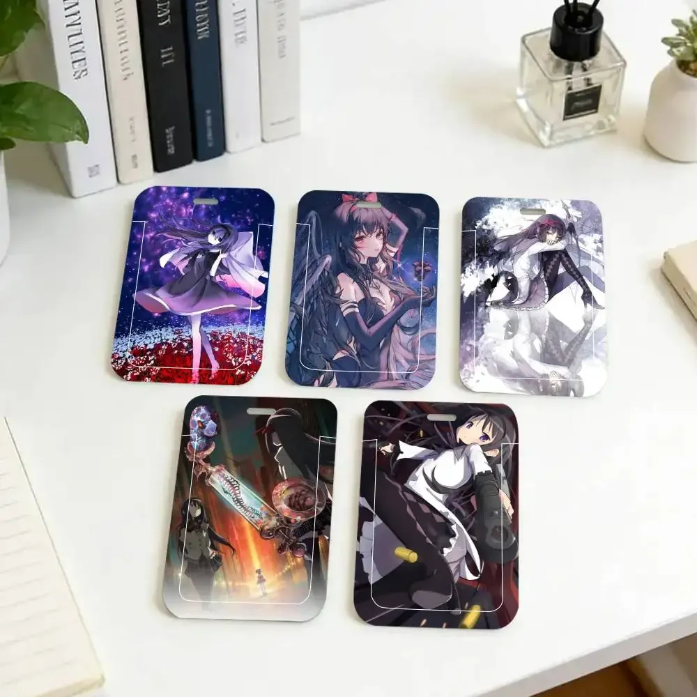 Akemi Homura Mahou Shoujo Madoka Magica ID Card Holder Neck Strap Pendant Door Badge Holder Lanyards Keychain Work Credential
