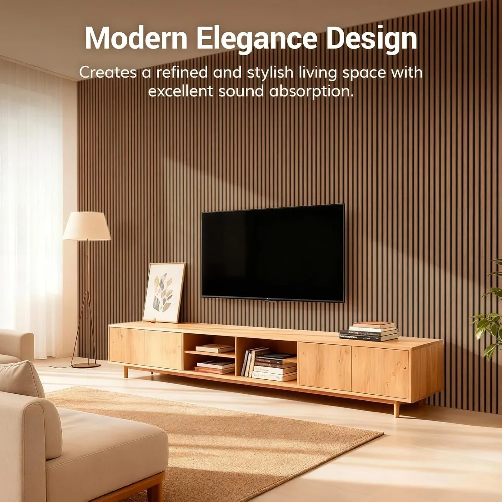 Wood Slatwall Panels, 4 Pack 47.2"x23.6" Acoustic Wall Panels for Noise Cancelling, Home Decor, Living Room, Bedroom, Office, Walnut - view 5