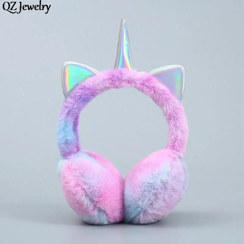 Cute Unicorn Earmuff Headphones Lovely Unicorn Ears Warmer Plush Earflap Winter Fluffy Ear Cover for Women Kids Headband Gifts