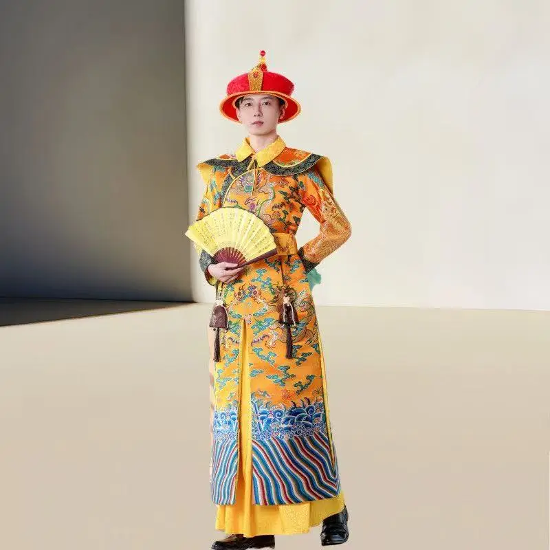 Dragon Embroidered Robe Men's Qing Dynasty Emperor Clothing Halloween Royal Cosplay Costume Classic Stage Show Phthon Hanfu