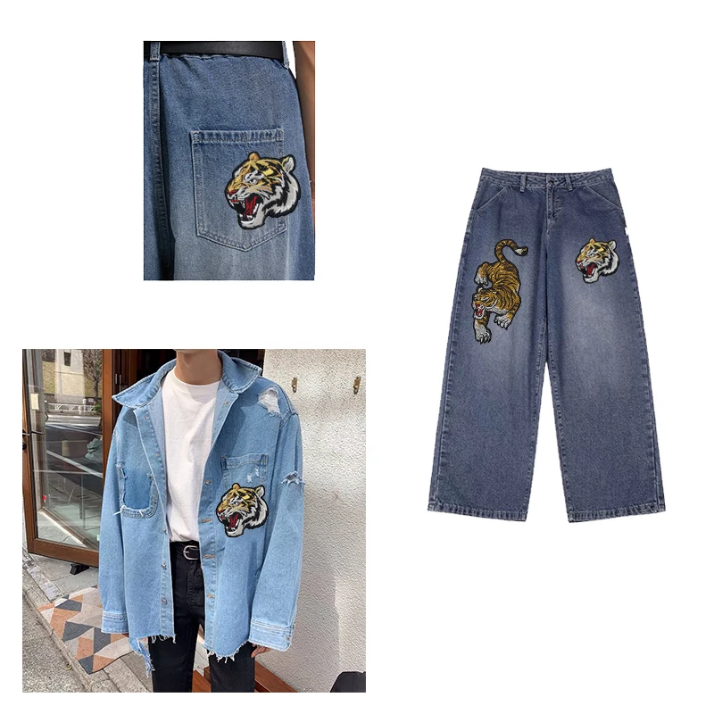 1Pcs Fashion Embroidered Applique Gorgeous Patches for Clothing Hat Jeans Bags DIY Sequin Tiger Head Patches