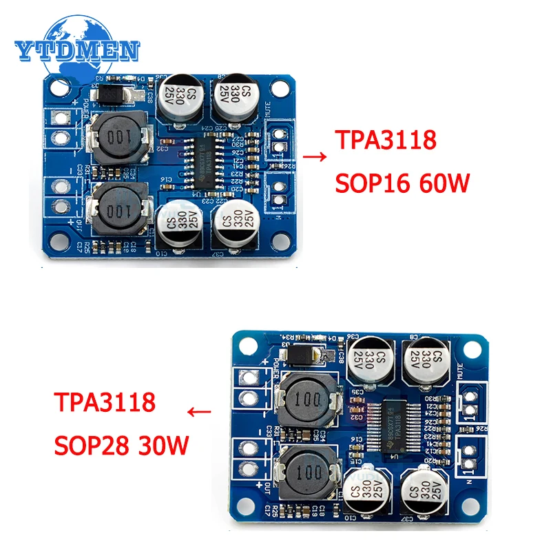 1PCS TPA3118 Amplifier Module PBTL 30W 60W Mono Digital Audio Power Amplifier Board Amp Module 8V~24V