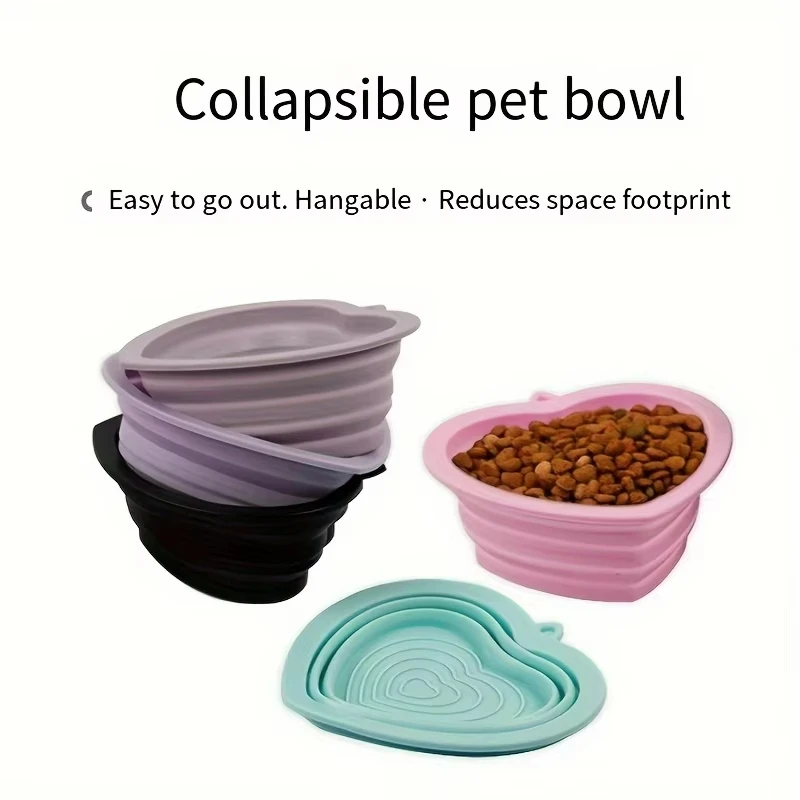 1Pcs Collapsible Silicone Pet Bowl for Dogs & Cats-Portable,Foldable Travel Pets Dish for Food & Water Pet Feeding Supplies