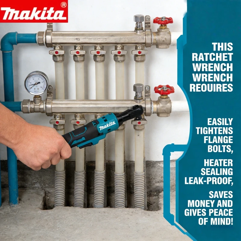 Makita 18V Brushless Ratchet Right Angle Wrench Cordless Driver Multifunction Variable Speed Power Wrench LED Power Tools