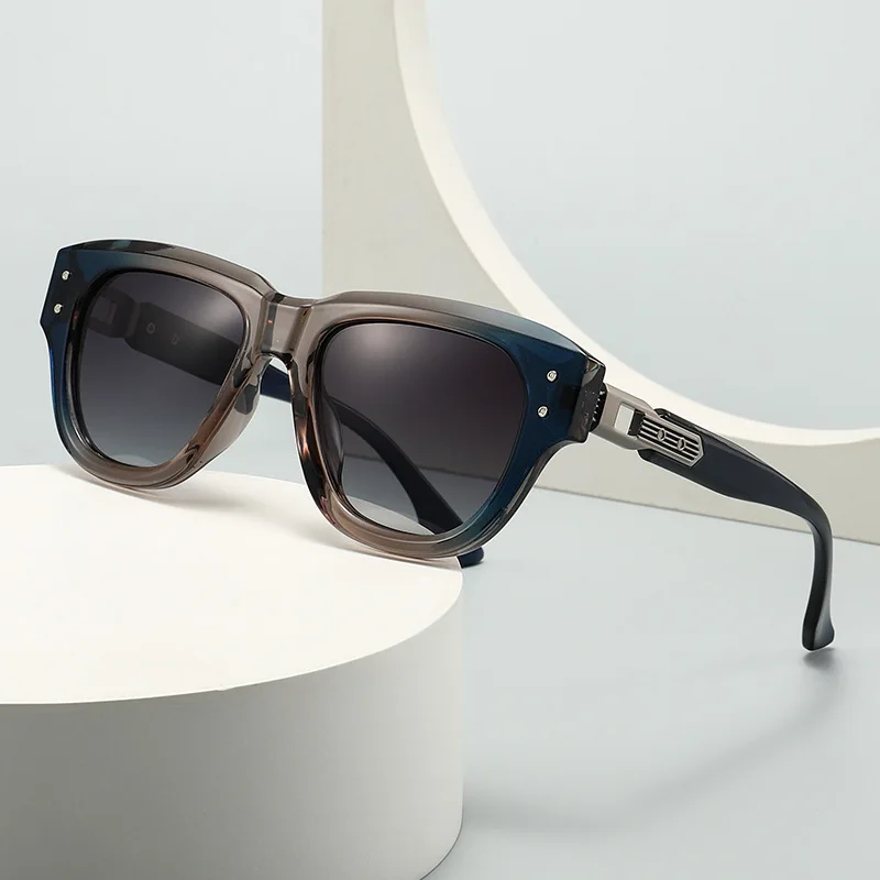 Polarized Sunglasses Men Women Retro Cat Eye Thick Frame Rivet Metal Decor Temple UV400 Anti-glare Driving Outdoor Sun Glasses