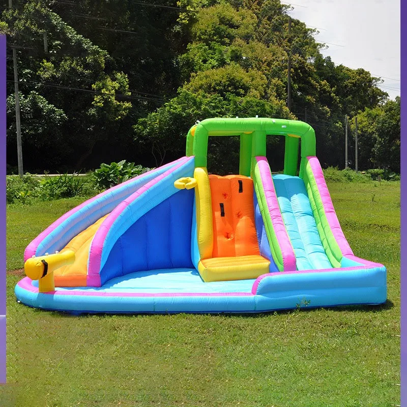 Inflatable Jumping Castle bounce house with two Slides Climbing Wall Basketball Rim Indoor/Outdoor Party Backyard Play kids toy