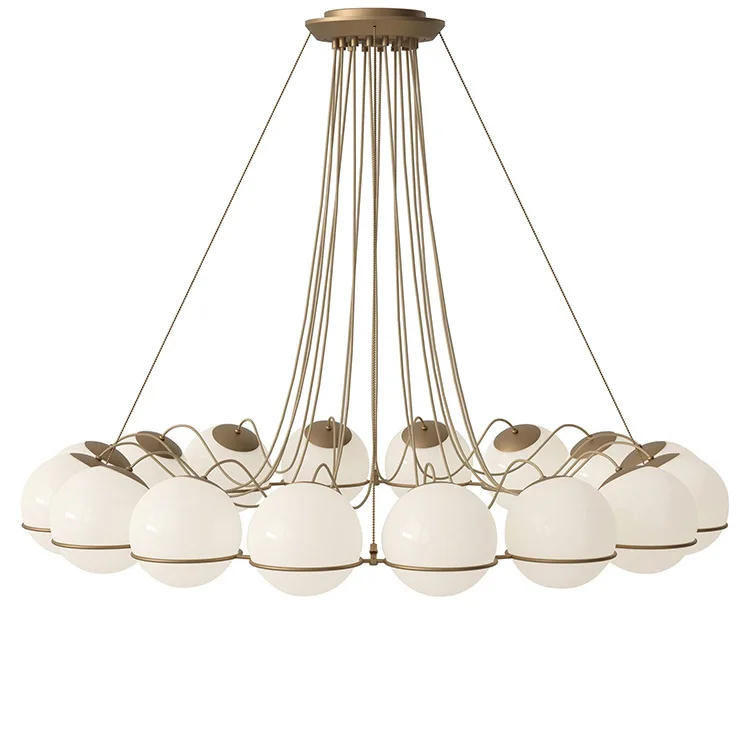 Modern Nordic Designer Simple Glass Ball Chandelier Molecular Magic Bean Pendant Lights for Exhibition Hall Living Room Dining