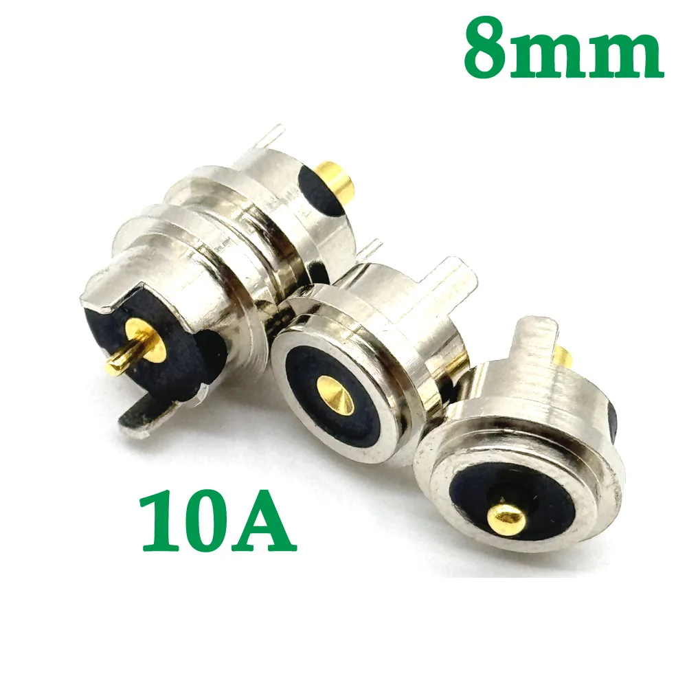 

1-5sets 2Pin Waterproof Magnetic Pogo Pin Connector 8mm 10A 36V Pitch Male Female Spring Loaded DC Power Socket