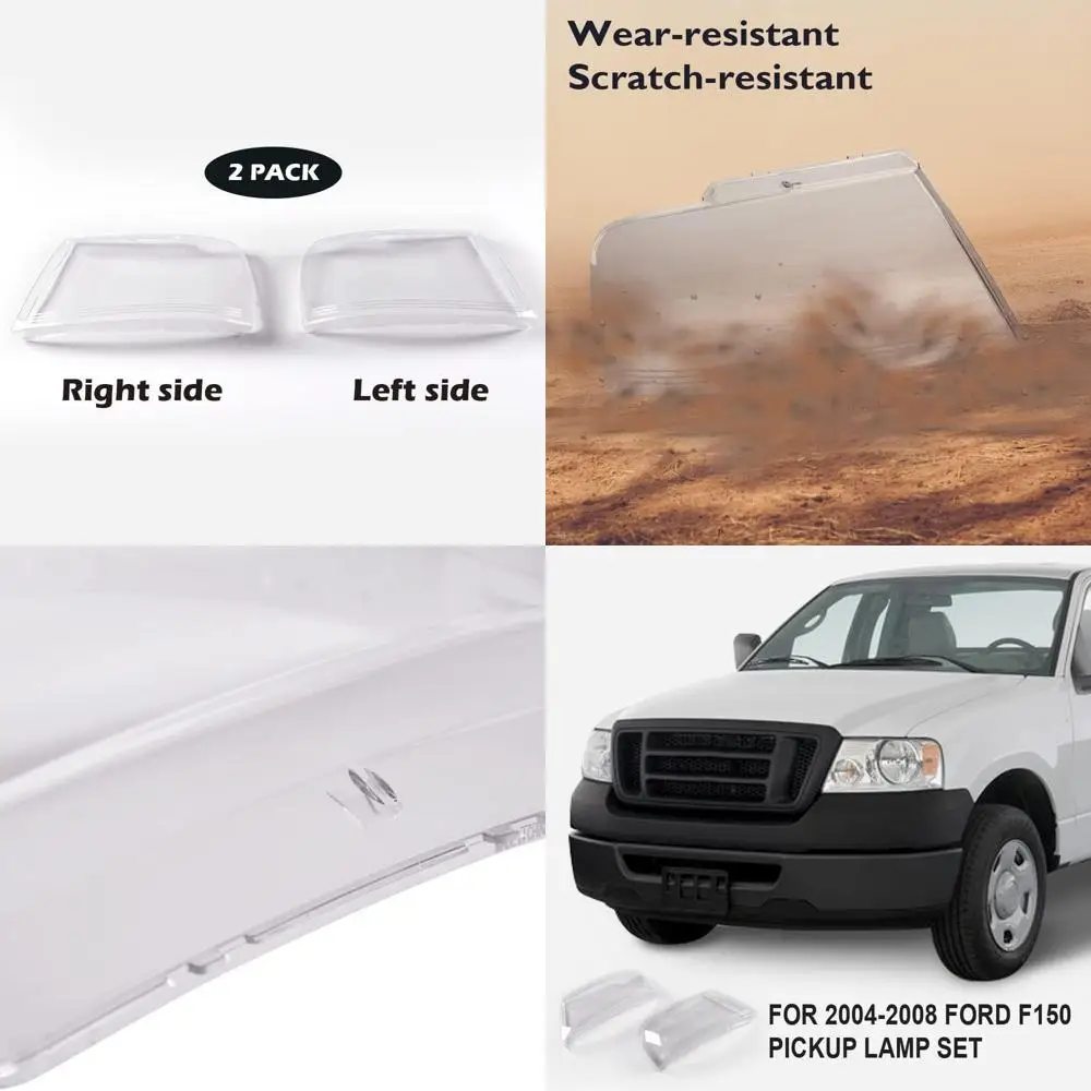 

GRAND ORANGE Headlight Lens Cover 2pcs Compatible with Ford F150 2004-2008, Fit Lincoln Mark LT 2006-2008, Left & Right Front He