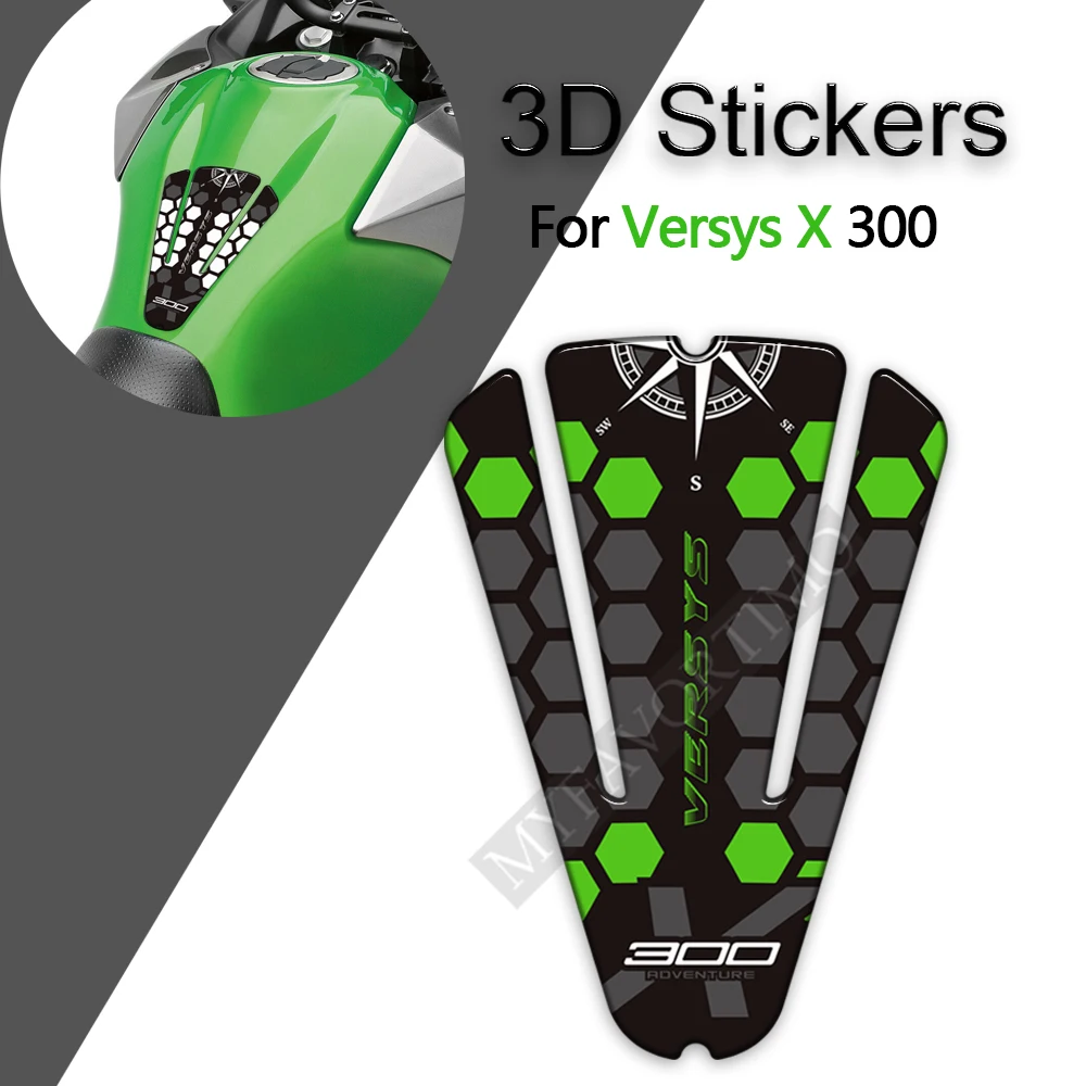 For Kawasaki Versys X 300 X300 Versys-X Motorcycle Tank Pad Gas Fuel Oil stickers Decals Trunk Luggage Cases Protection