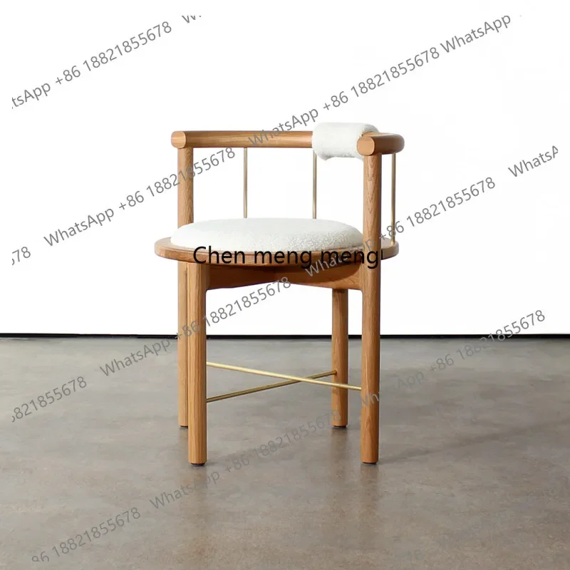 

Medieval art solid wood dining chair, light luxury Nordic hotel, B&B, retro backrest negotiation chair