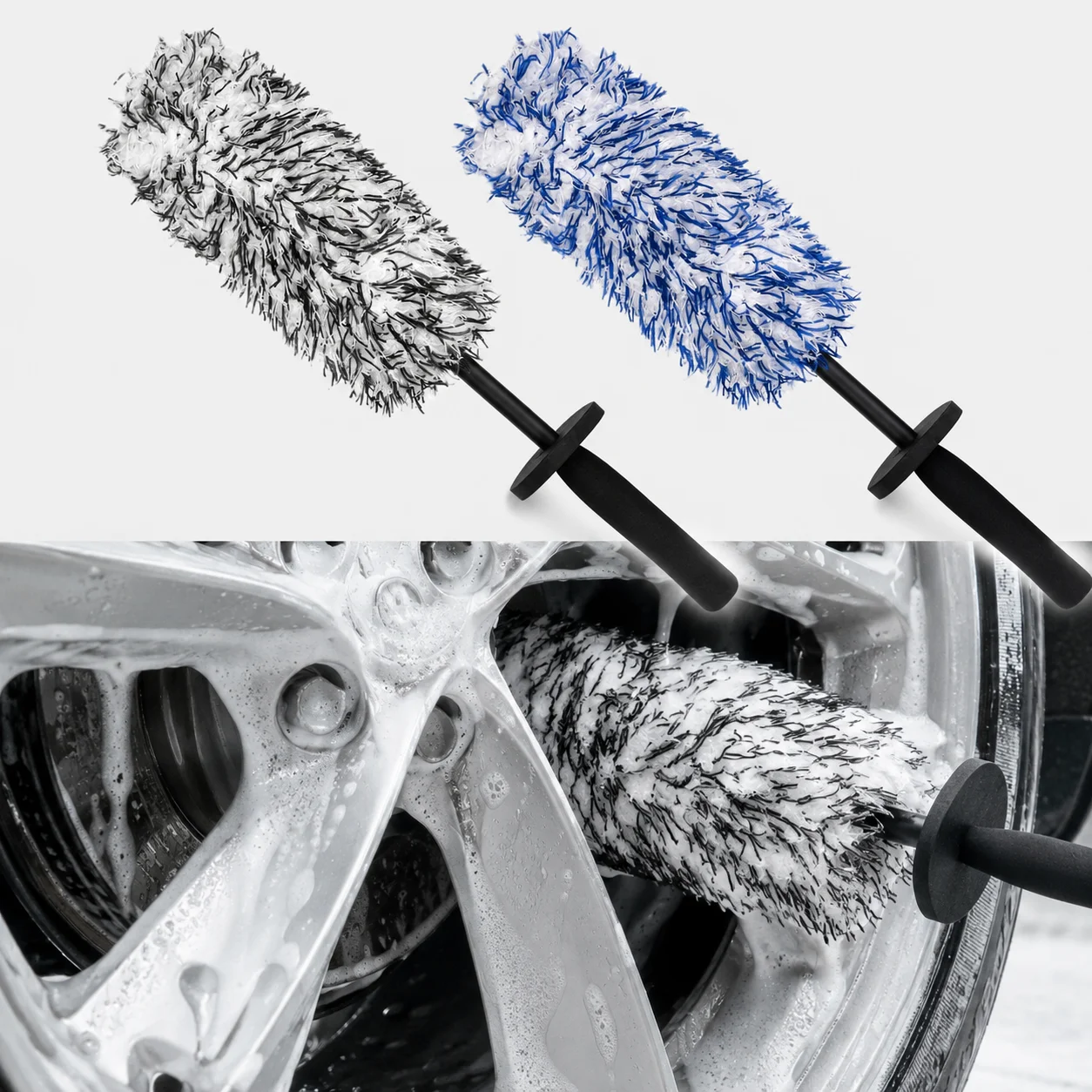 Auto-Wasch-Mikrofaser-Radbürste mit rutschfestem Griff, ultraweiche Reinigungshandschuhe für Felgen, Speichen, Radkasten und Reifenreinigungswerkzeug