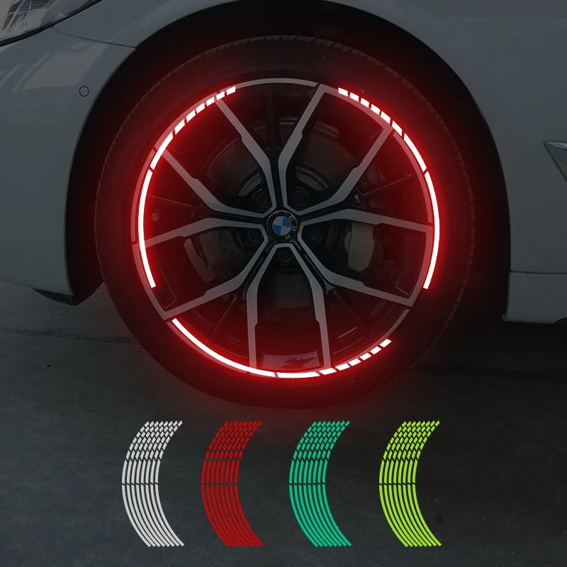 

16Pcs Car Reflective Wheel Sticker Pvc Colorful Car Stickers Wheel Decoration for 17/18 Inch Car Wheels Motorcycle Wheel