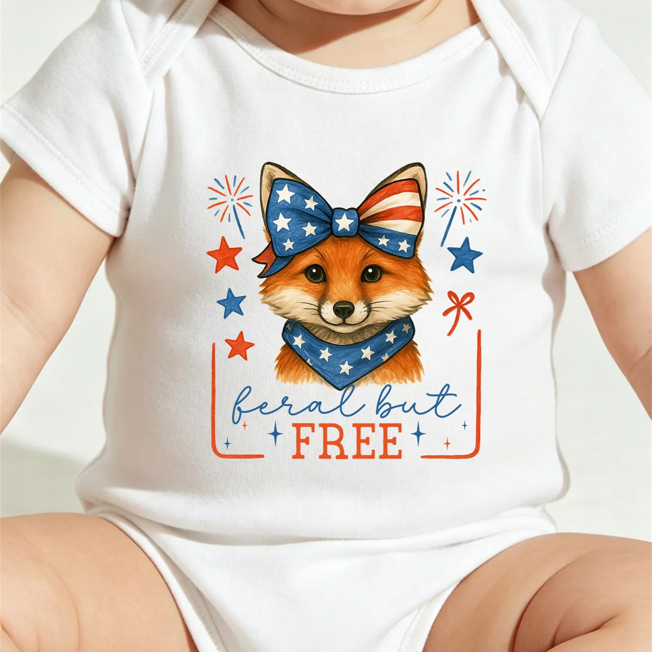 

Pure Cotton Onesie Newborn Baby USA July 4th Print Bodysuit Comfortable Cloth for Baby Jumpsuit for 0 To 12 Months Newborn