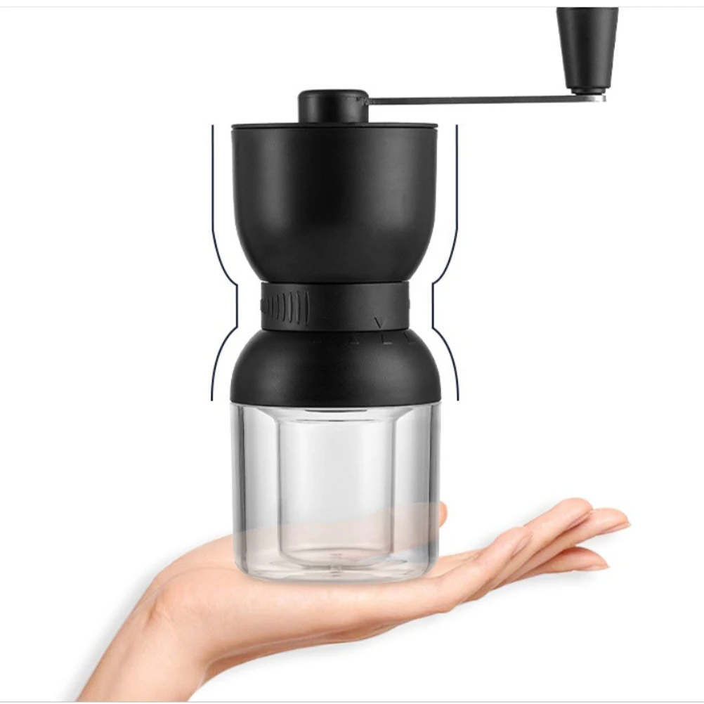 

H Crank Coffee Grinder Large Capacity Bean Grinding Machine Home Use Portable Manual Burr Mill Espresso Maker Travel Size Black