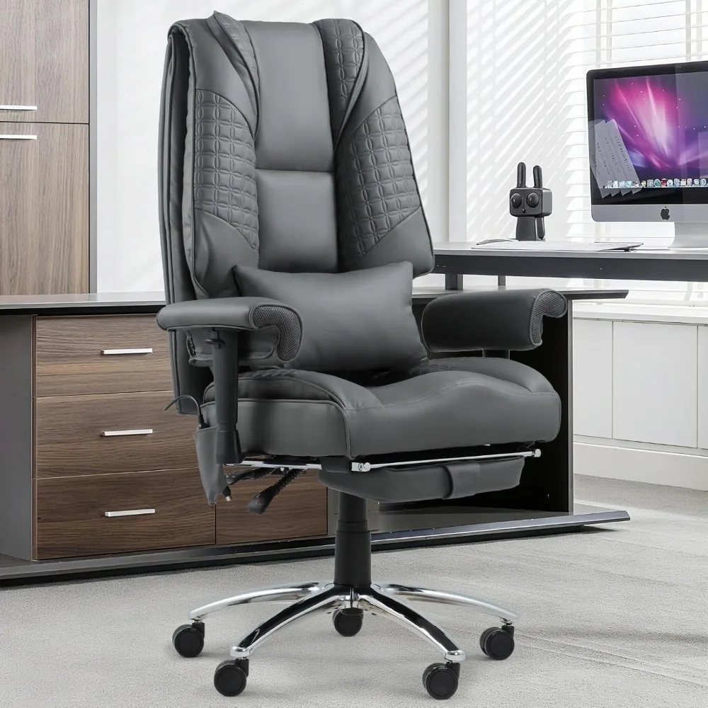 

Office Chair with Foot Rest, Ergonomic Executive Office Chair with Reclining Backrest, Adjustable Arms & Lumbar Support