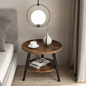 Image New Minimal Small Side Tables Round Coffee Table Conical Stabilization Legs Double Level Countertop Strong Stable Waterproof