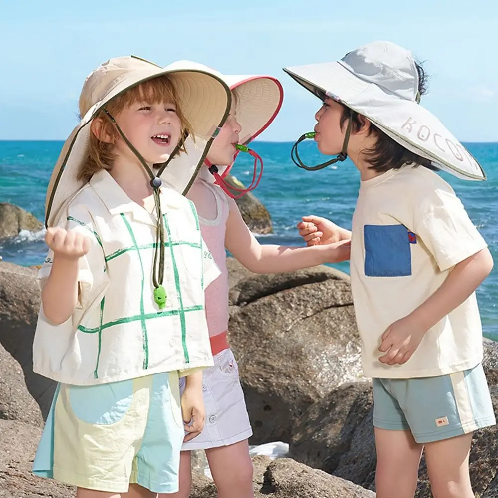 Sombrero de protección solar para niños, sombrero de playa con protección UV, ala grande, informal, sombrilla de pescador, Verano