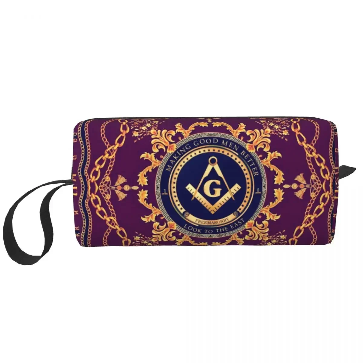 Freemasonry Baroque Makeup Bag for Women Travel Cosmetic Organizer Cute Masonic Storage Toiletry Bags