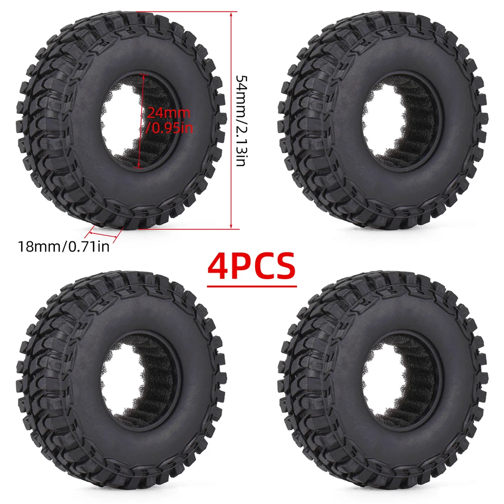 9IMOD 1.0 inch RC Tires 4pcs Rubber Wheel Tyre Set for 1/18 TRX4M 1/24 Axial SCX24 RC Crawler Car Upgrade Parts