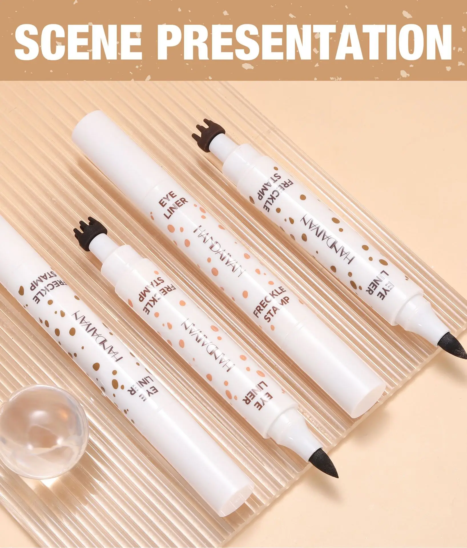 قلم وكحل ثنائي النمش 2 في 1، تركيبة مقاومة للماء والتلطخ، ظلال بنية طبيعية للنمش الواقعي #5