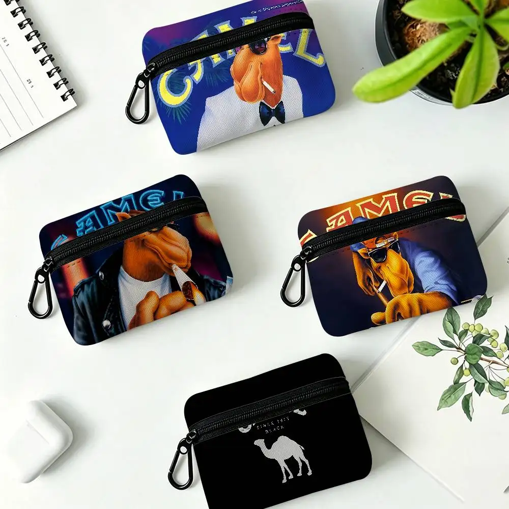 C-Camel-Cigarettes Rugged-Vintage Oxford Coin Wallet Detachable Carabiner Hook Compact Storage Bag For Outdoor Shopping