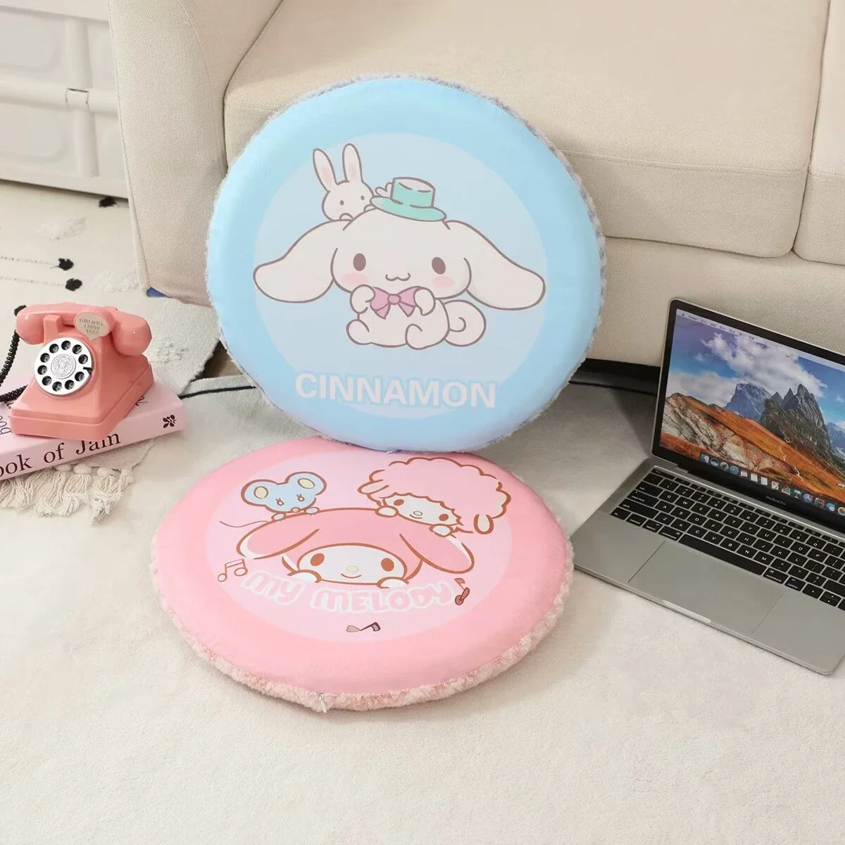 Memory Foam Comfortable Seat Cushion Washable Cartoon Printed Sitting Cushion Back Cushion Chair Floor Kuromi Hello Kitty Stitch