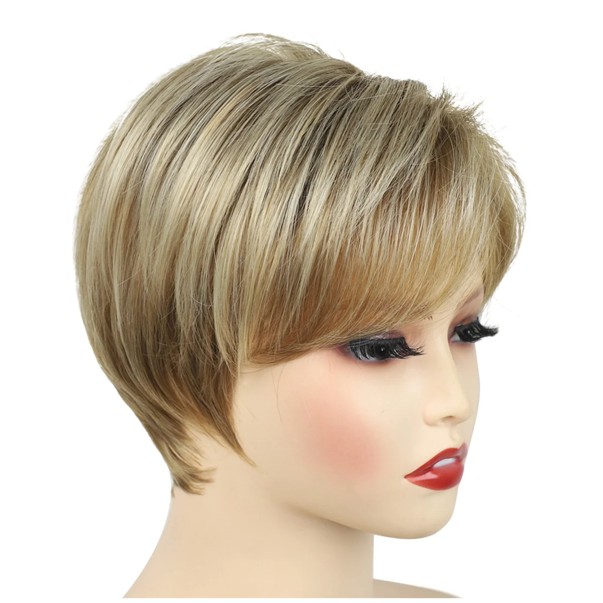 Women'S Short Cut Blonde Straight Wig Natural Synthetic for Lady Daily Wear High Temperature Fiber