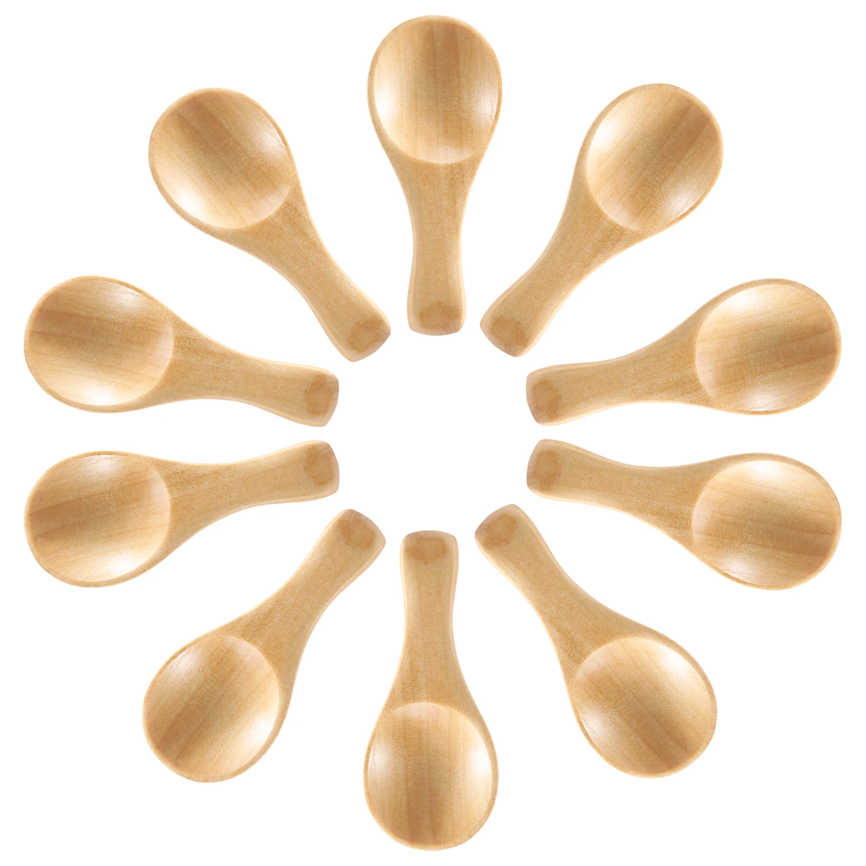 ABVT-Short Handle 10 Packets Of Small Wooden Spoon, Perfect For Small Jars Of Jam, Spices, Condiments, Seasonings, Sugar, Honey,