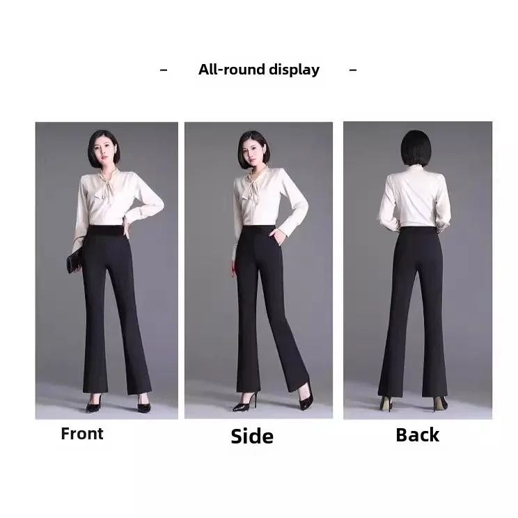 Spring Autumn New Bootcut Pants Women's Slimming Versatile Korean Style Loose-fit Fashionable Trousers Drop Leg Bell Pants Women