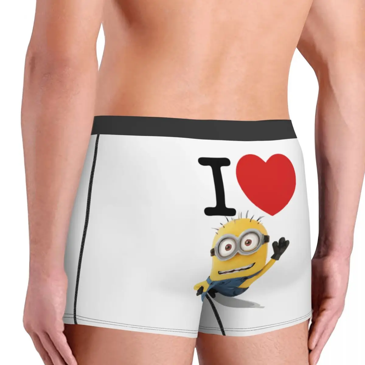 Custom I Love M-Minions Cartoon Underwear Men Stretch Boxer Briefs Shorts Panties Soft Underpants For Male