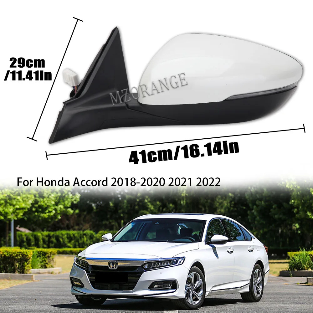 8 Wires Car Side Mirror Assembly For Honda Accord 2018-2020 2021 2022 manual Folding Power Heated Turn Signal Blind Spot Warning