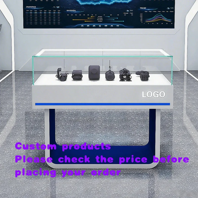 custom.Modern Foldable Portable Eco-Friendly Wood+Glass Display Cabinets LED Lighting Customized Color Jewelry Display Exhib