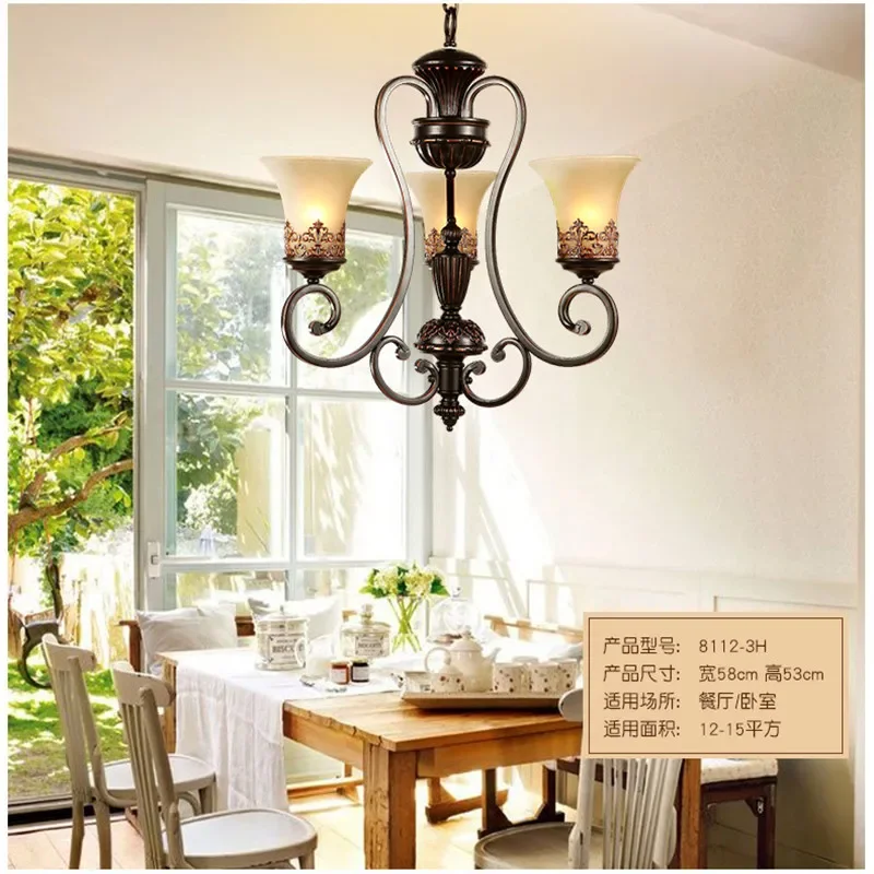 

American rural iron Light Living Room Bedroom Luxury Chandelier Lighting Metal Paint chandelier ceiling