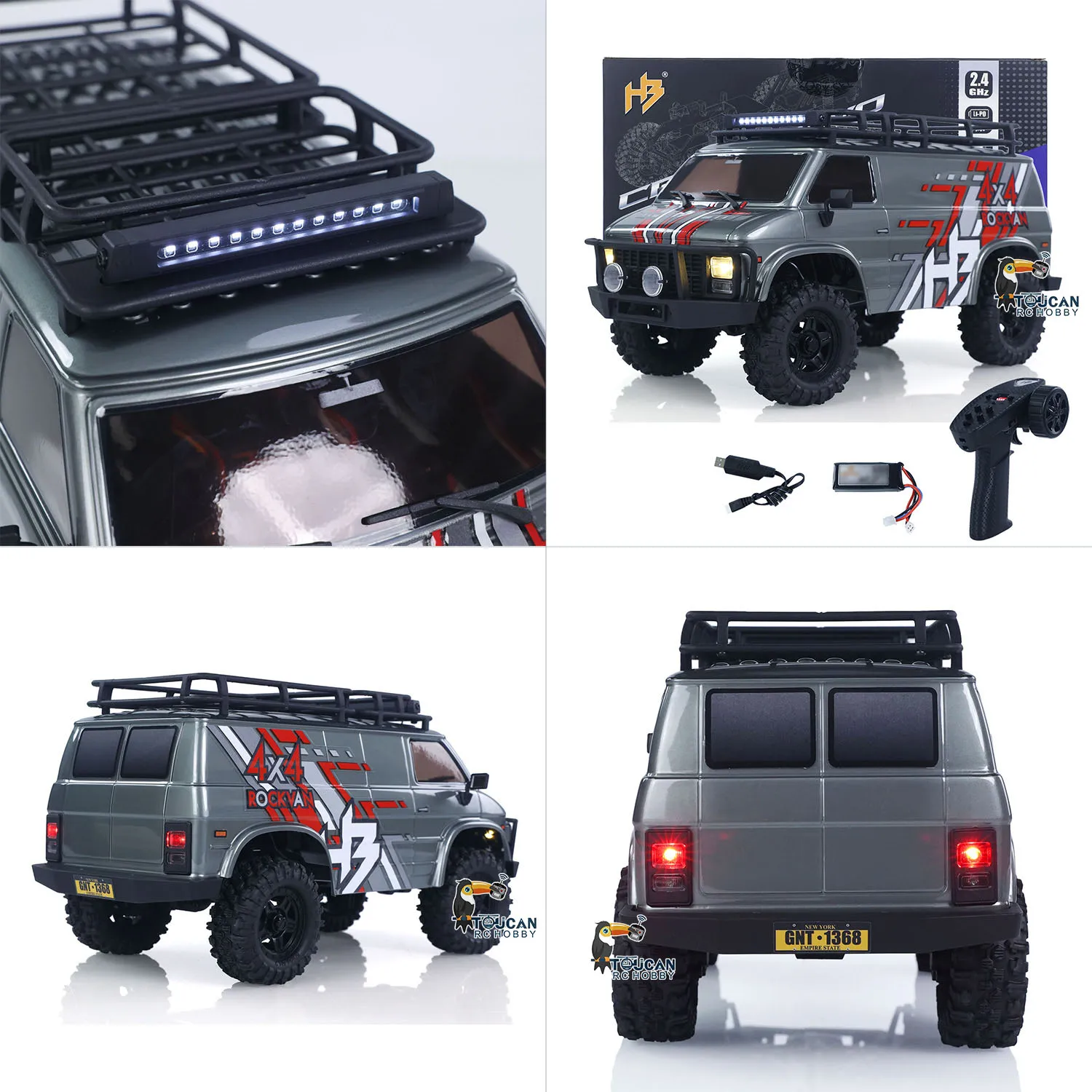 

4X4 RC Rock Crawler CR18P 1810503 Hobby Plus 1/18 Car Radio Control Off Road Vehicle RockVan Light System Shock Absorber Gift