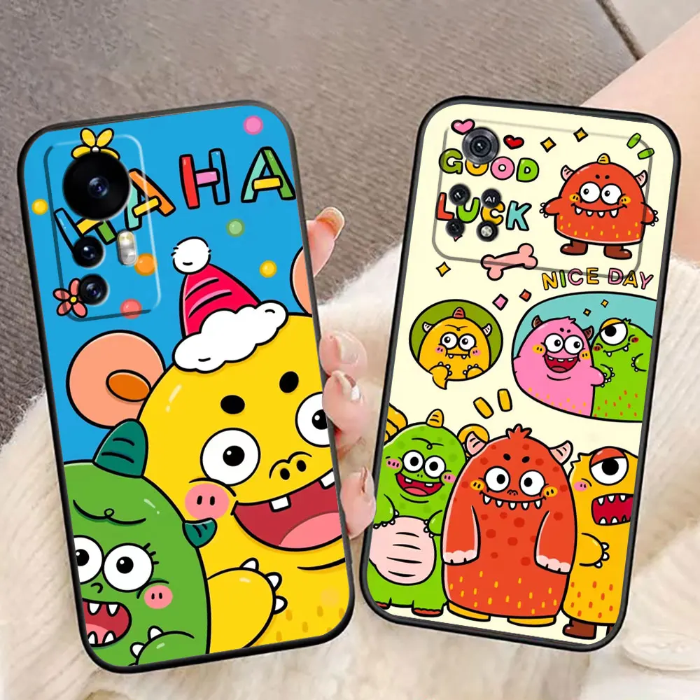 Cute Little Monster Stick Figure Phone Case For Xiaomi 13 12 12T 11 11T 10T 9 LITE POCO F6 F5 F4 F3 M5 M4 X5 X4 X3 GT Case Funda