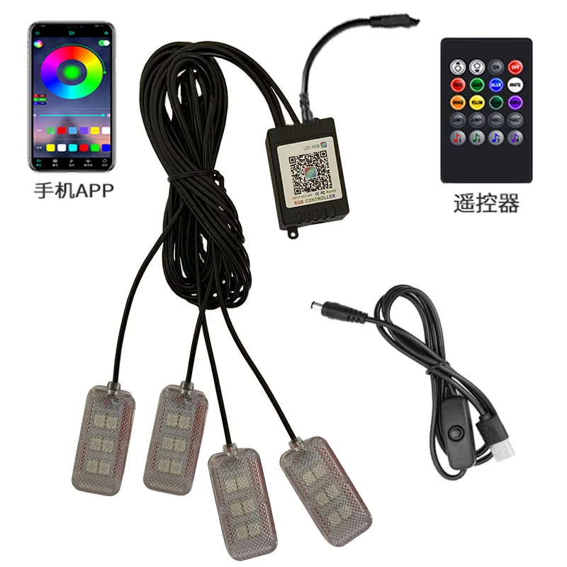 Neon LED Car Interior Ambient Foot Strip Light Kit Accessories Backlight Remote App Music Control Auto RGB Decorative Lamps