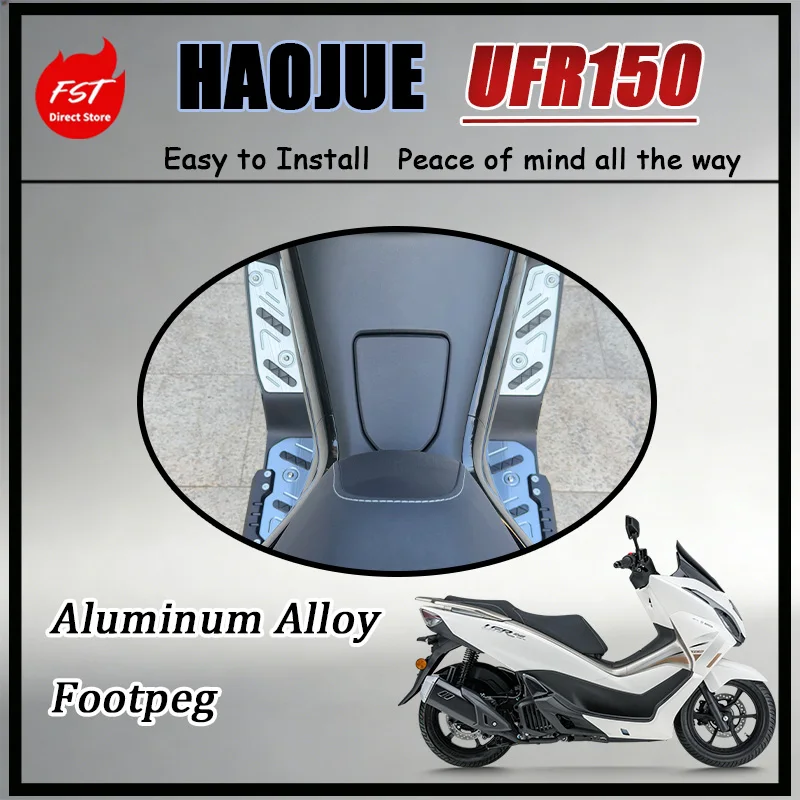 FOR HAOJUE UFR150 Foot Pegs Widened Anti-Slip Footrests with Rear Anti-Crash Sliders Compatible with Models with Or without
