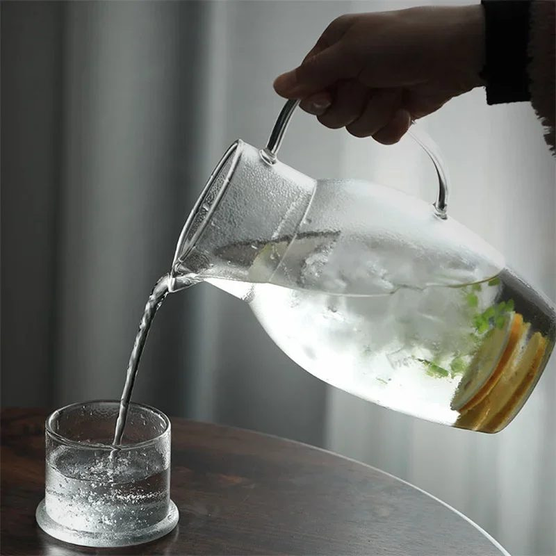 Japanese Hammer Pattern drinking cup Large-capacity Glass Cold Kettle Lemon Water Bottle Heat-resistant Glass Juice Drink Jug