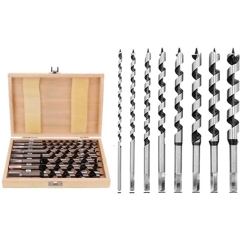 230mm Auger Drill Bit Set 6Pcs/8Pcs for Wood Hex Shank Length Deep Woodworking Drill Bit 6/8/10/12/14/16/18/20mm