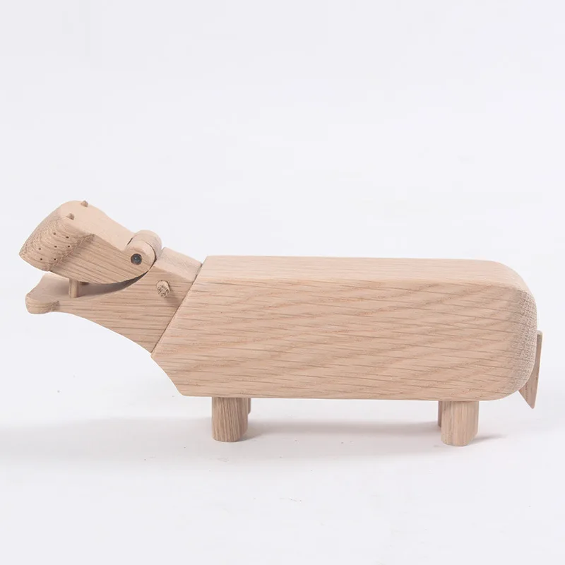 Wooden Hippopotamus Birthday Gift Wooden Crafts Solid Wood Handmade Ornament