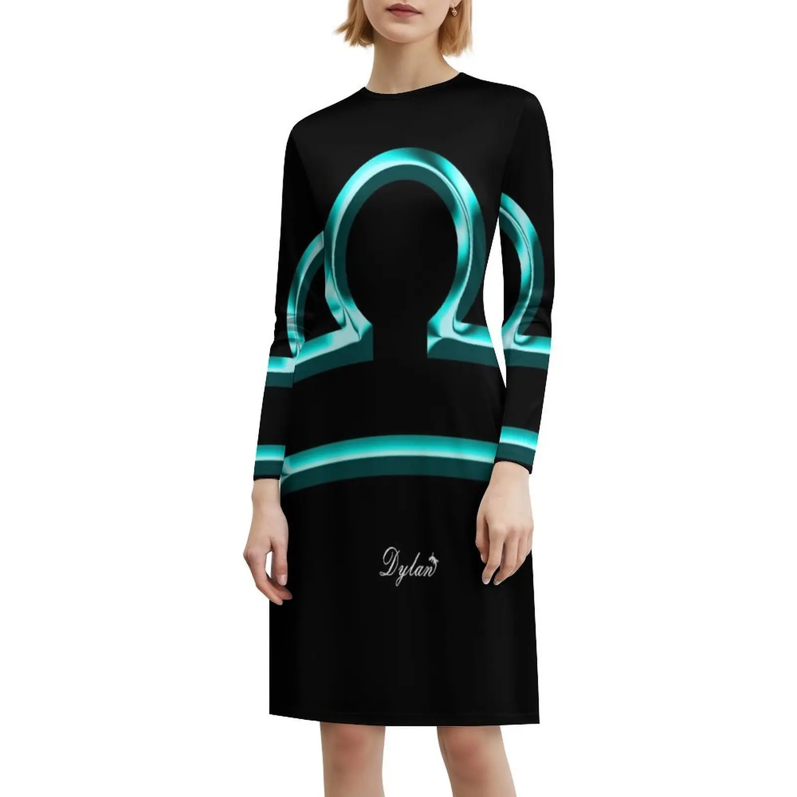 Libra Zodiac Sign Preppy Style Mini Dress For Women A-Line Loose Fit Casual Day Dress Libra Zodiac Sign Astrology Horoscope