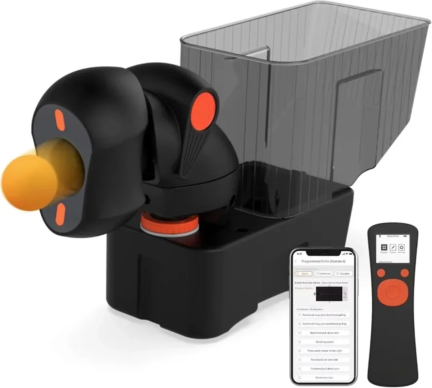 Table Tennis  Training Automatic Multi-Rotation Multi-Drop Ping Pong Ball Machine Remote Control with Mobile APP