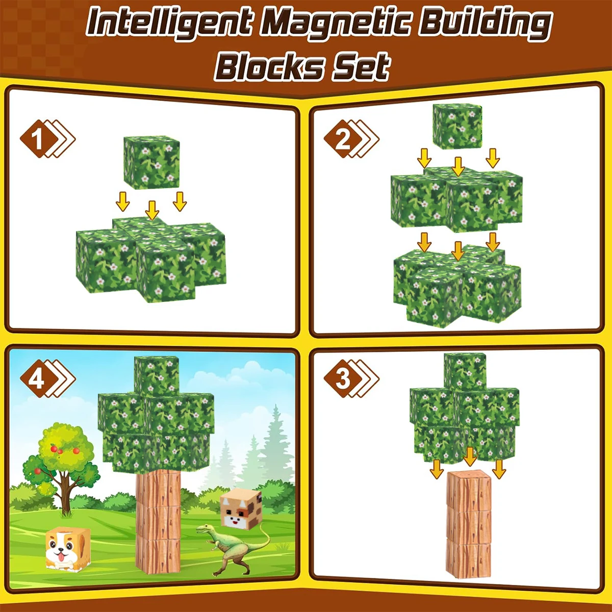مكعبات بناء مغناطيسية لعبة زهر الكرز السكك الحديدية مع لعبة البناء المغناطيسية الجذعية هدية حسية للأطفال الأولاد والبنات عيد ميلاد