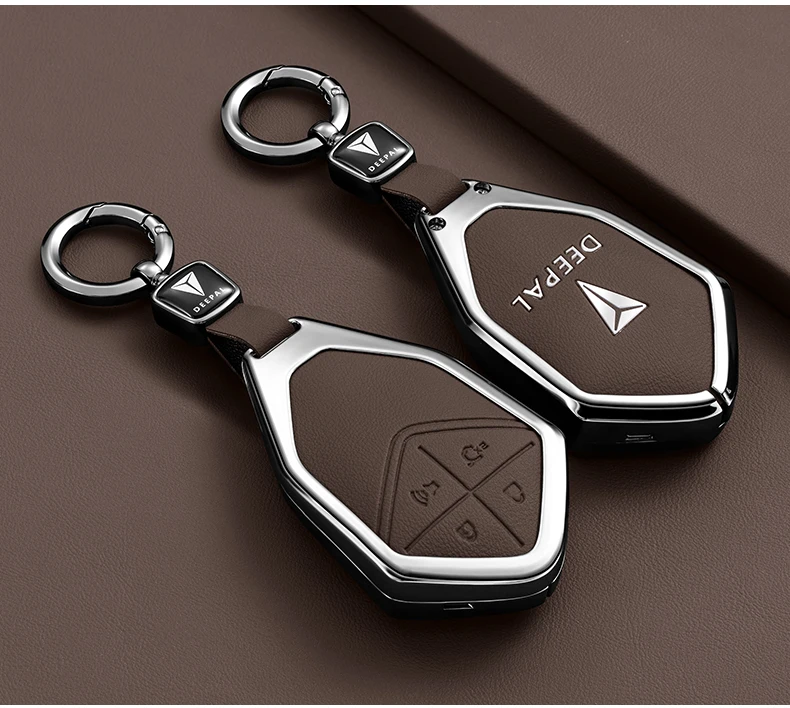 Auto Zink-legierung Leder Schlüssel Fall Abdeckung Halter Kette Für Changan Deepal SL03 S7 2023 2024 Fernbedienung Schlüssel Schutz dekoration – Detail 6