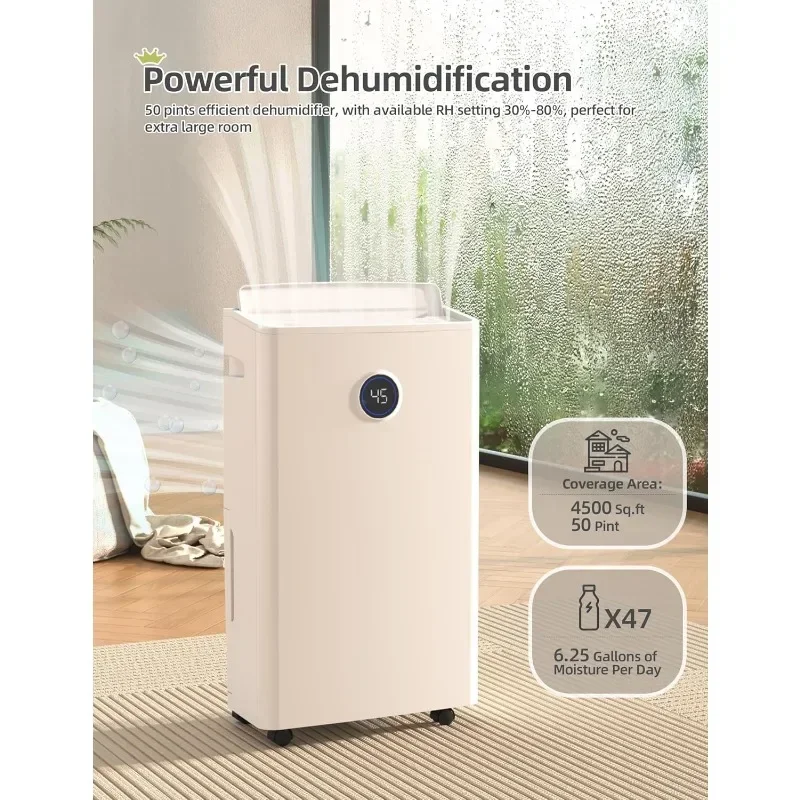 Dehumidifier for Basement,  Pints Large Dehumidifiers for Home Powerful Moisture Removal  Household Appliances