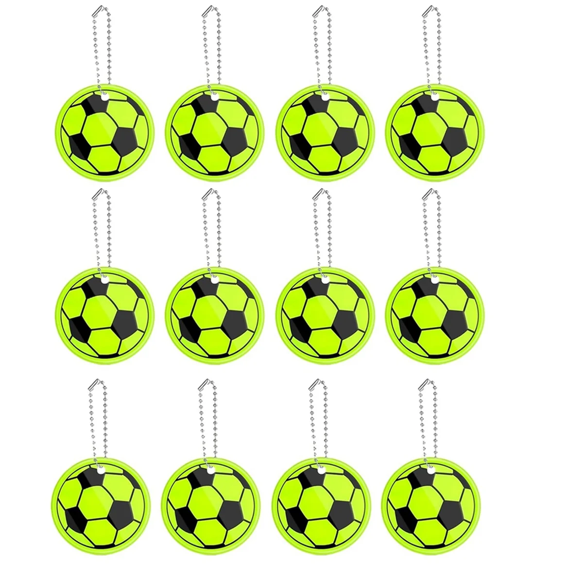 12PCS Reflector Pendant Soccer Keychain,Safety Football Reflector ,Reflective Keyring for Cycling Walking RunningT99C