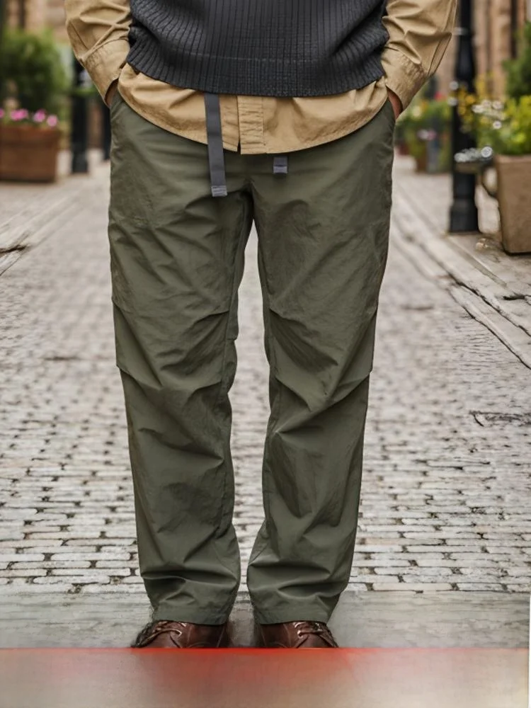 

Lightweight Outdoor Casual Nylon Trousers Metal Texture Slim Fit Hiking Qui Dry Straight Leg Function Sle Youth Pants