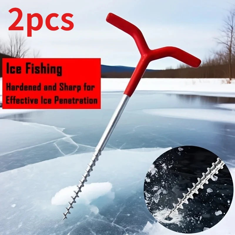 2pcs Multi-Function Ice Fishing Anchor Tent Stake Holder & Ice Auger Stabilizer Non-Slip Tripod Base for Winter Fishing