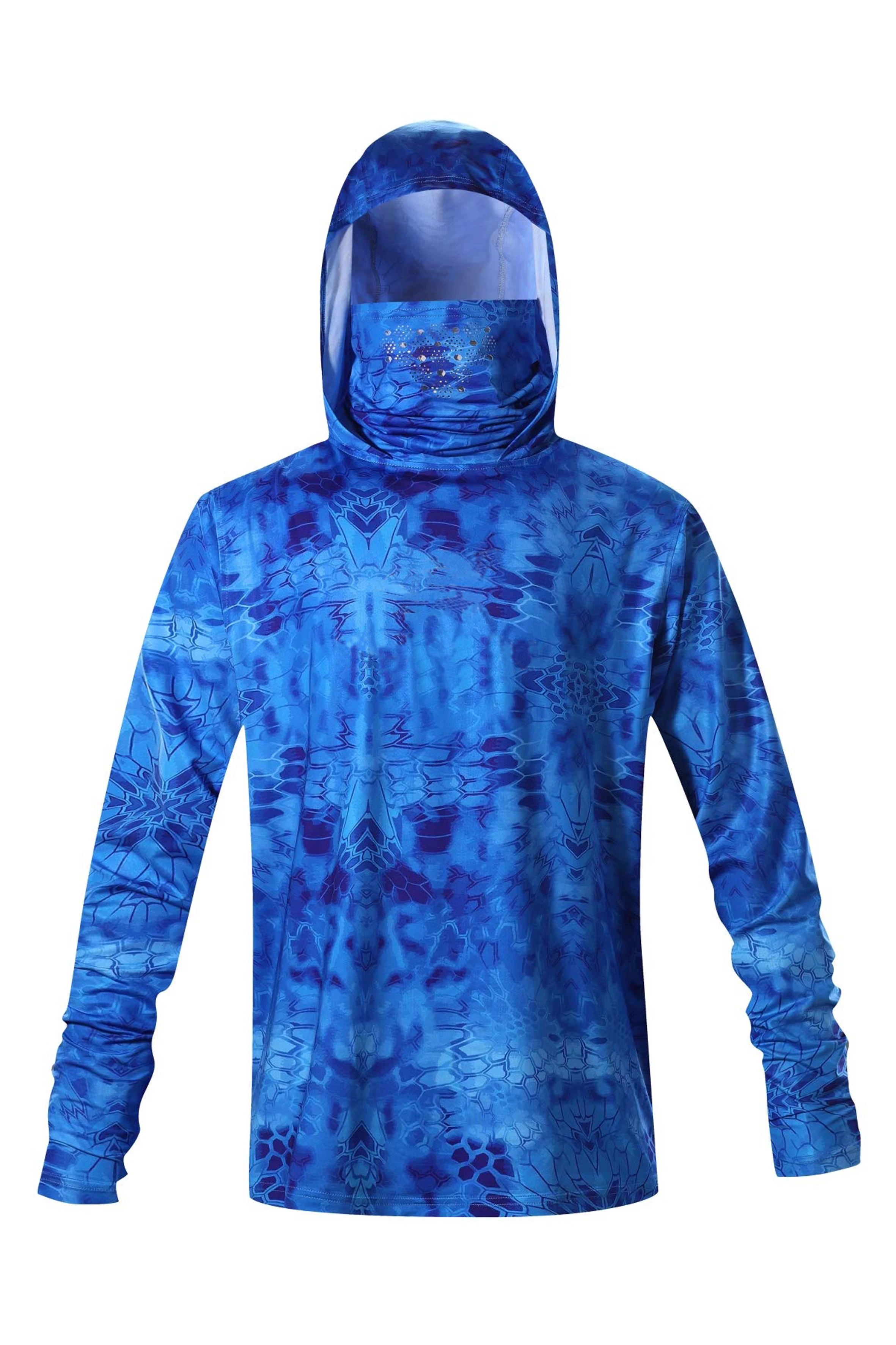 

Summer Men Hooded Long Sleeve Performance Fishing Shirts Jersey Fishing UV Hoodies Clothing Face Mask